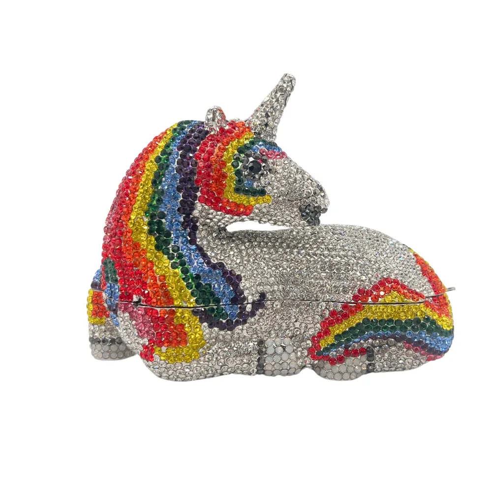 Nnicorn Clutch Diamond-encrusted Dinner Bag Banquet Diamond Clutch Women's Bag Crystal-Embellished Party Clutch Bolsa Grife Luxo