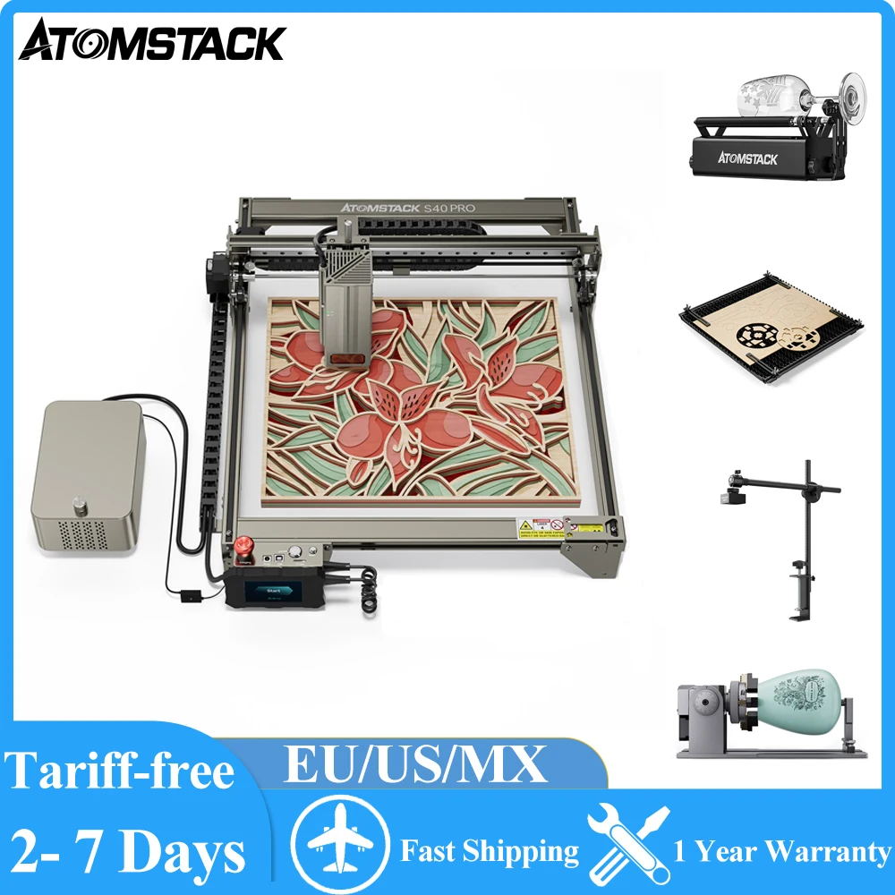 ATOMSTACK S40 Pro Laser Engraving Machine Dual Mode 24W/48W Laser Auto Air Assist 210W Professional CNC Laser Cutter Engraver