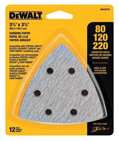 Hook & Loop Triangle Sandpaper Assorted - 12 PK