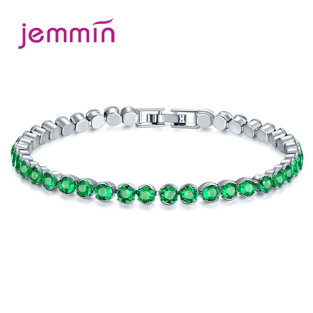 New Shinning Crystals Zircon Tennis Chain Bracelets Woman Fashion 925 Silver Wedding/Engagement Jewelry CZ Bangles 19cm