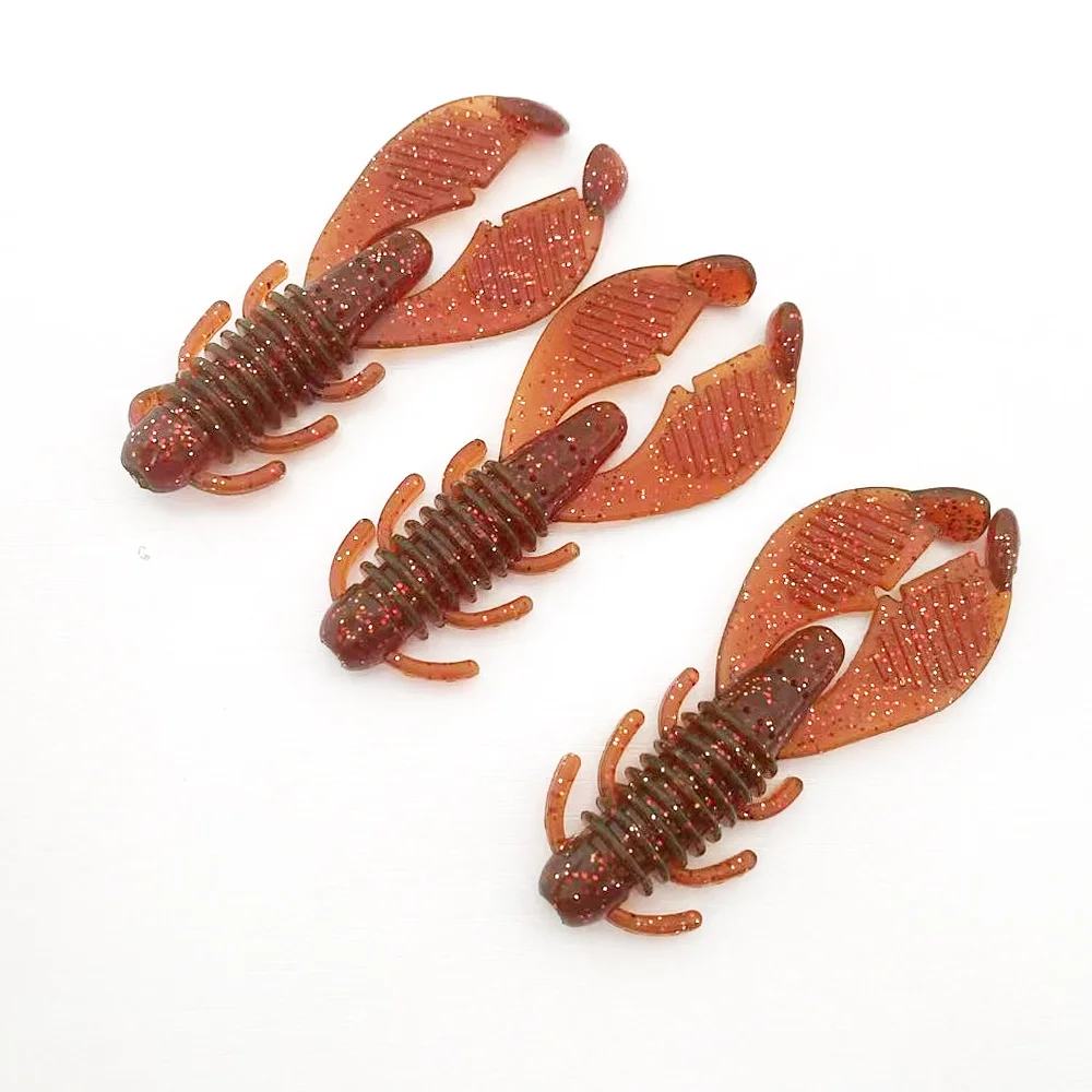 3PCS 9.3cm Obstacle Crawfish Soft Bait-Built-in Head Rattle  Heavy Cover Fishing Lure for Bass Vibration Sound Soft Plastic Craw
