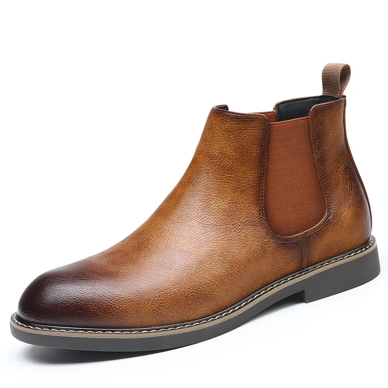 

Brush Slip on Men's Chelsea Boots Fashion Retro British Men's Short Boots Snow Boots