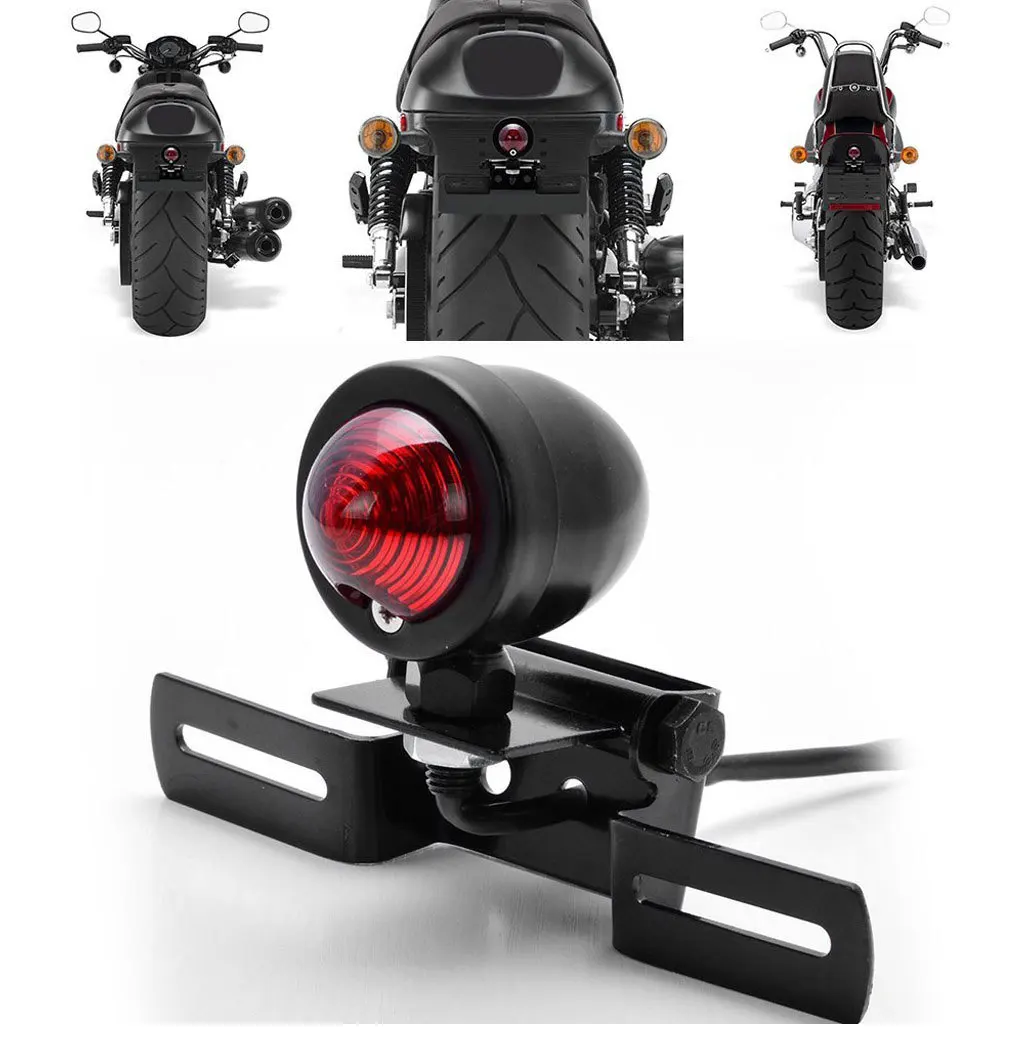 Universal Motorcycle Tail Light and License Plate Holder Turn Signals Brake Stop Lights Cafe Racer for Harley