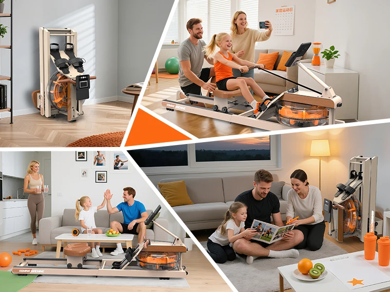 Faltbares Wasser-Rudergerät | 160KG Traglast | Bluetooth-Monitor | 180 ° Klappbares Heimtrainer-Rudergerät mit Aufbewahrungsrädern – Detail 14