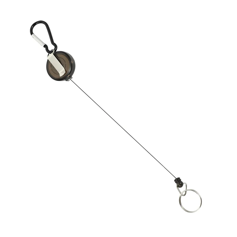 Lot 2 Tempat Lencana Tempat Winder Gantungan Kunci Carabiner Dapat Ditarik Klip Sabuk Tempat Kartu ID Tempat Kartu-Hitam