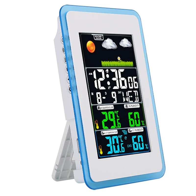 AA87 นาฬิกาพยากรณ์อากาศ นาฬิกาสภาพอากาศไร้สาย เหมาะสําหรับในร่มและกลางแจ้ง พร้อมหน้าจอสี การส่งสัญญาณไร้สาย Possi