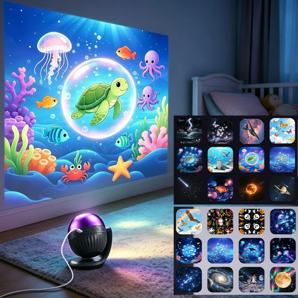 24 in 1 Starry Ocean Galaxy Projector 360° Rotatable Night Light with Sleep Sounds LED Projector Light Bedroom Decor Kids Gift