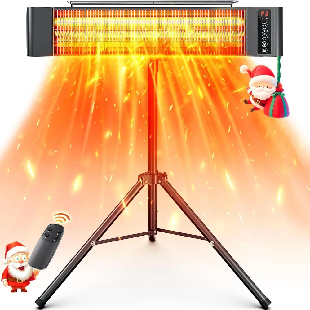 

Electric Infrared Patio Heater with Remote Control and 12-Hour Timer, Waterproof for Outdoor Use, 3 Adjustable Heat Settings, Su