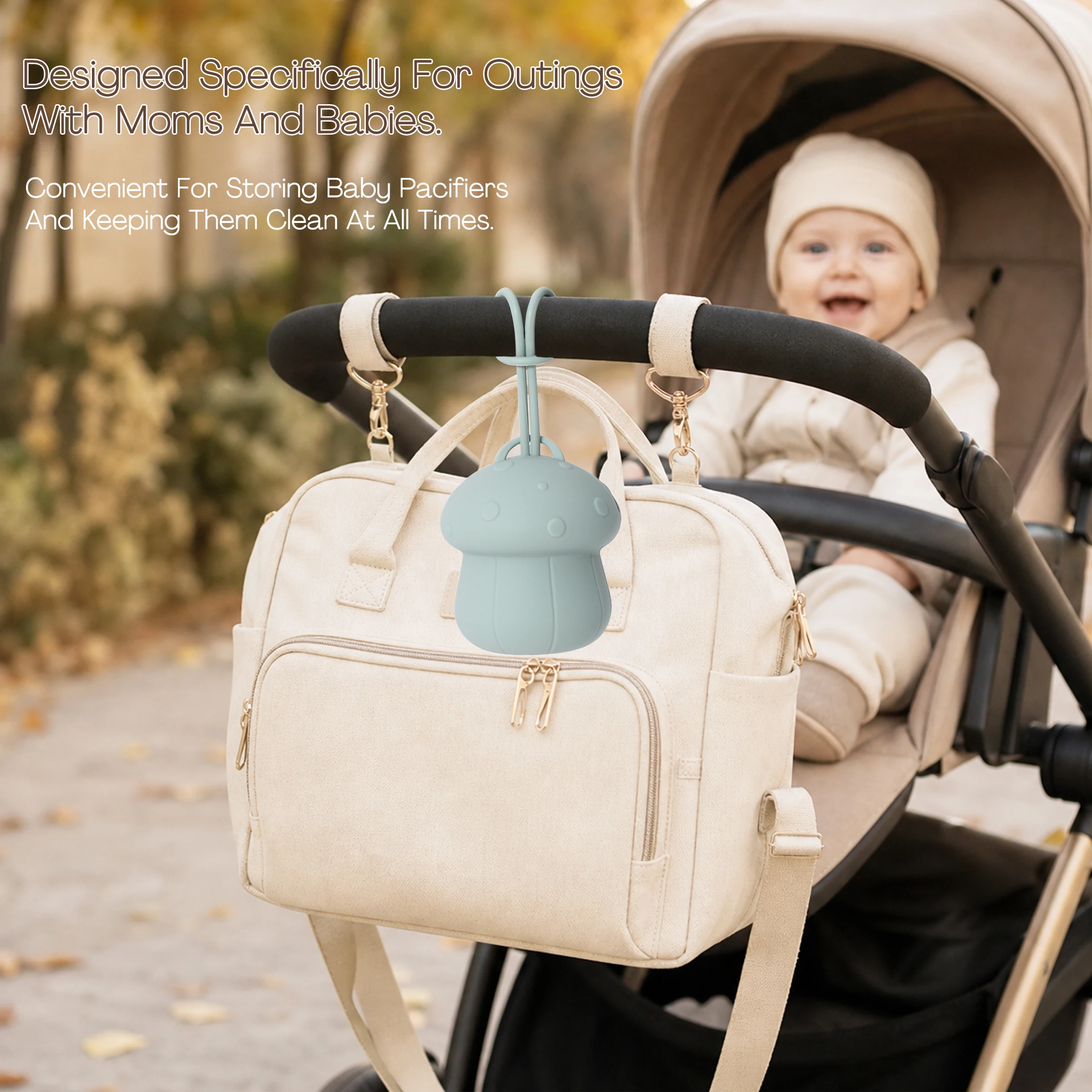 1pc Baby Stroller Silicone Hanging Bag, Cute Portable Pacifier Case, Soft & Safe Portable Pacifier Holder, Fits Stroller