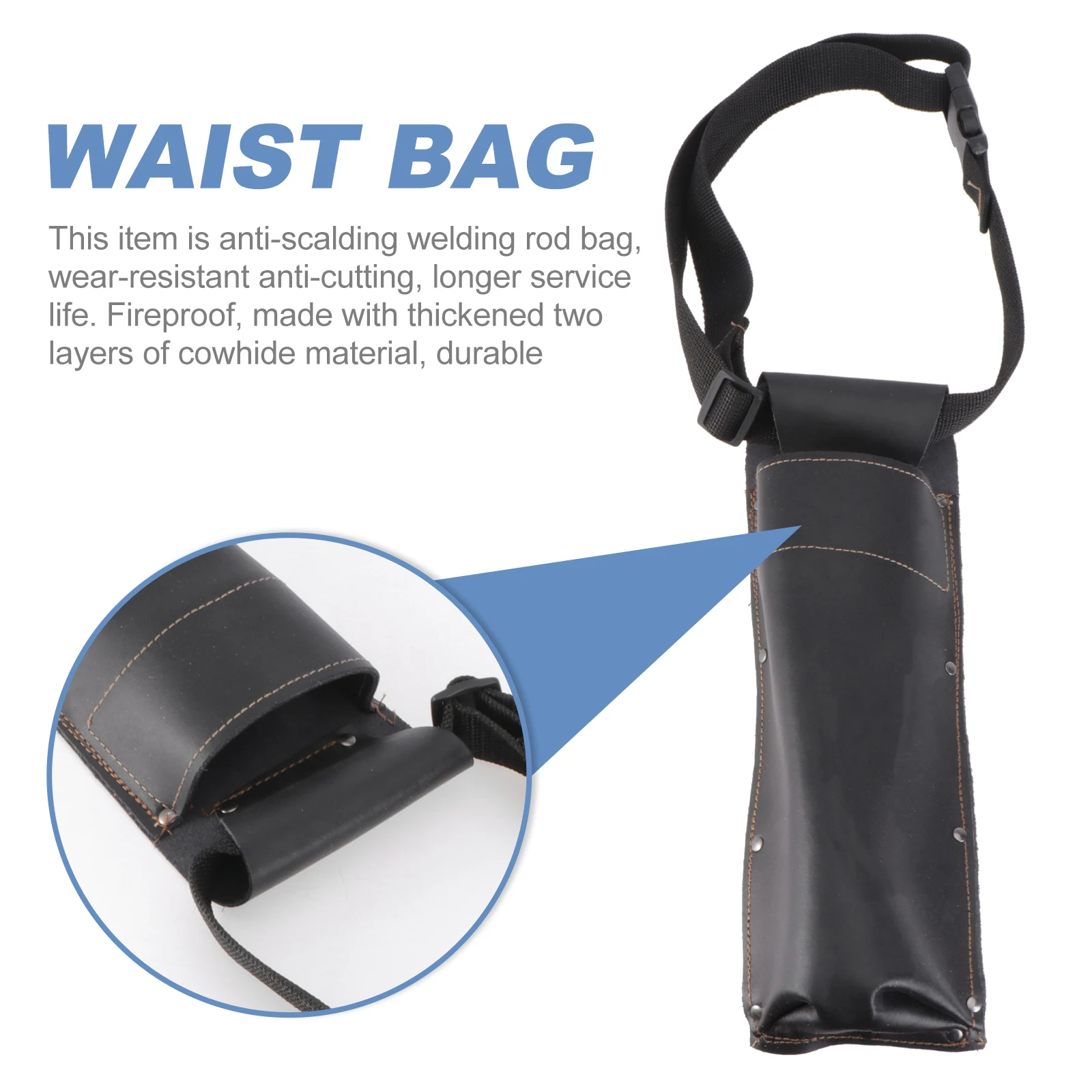 

1pc Anti-Scalding Welding Rod Bag Fireproof Thickened Cowhide Wear-Resistant Reinforced Rivets Storage Holder For High-