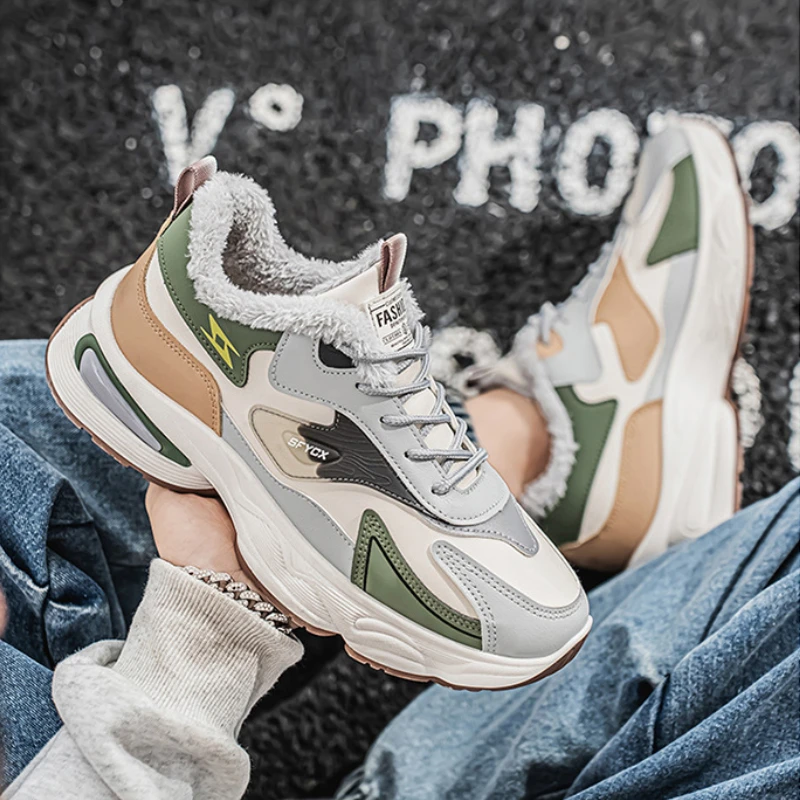 

Winter Men's Shoes New Plush Lining Sneakers Male Versatile Platform Warm Cotton Shoes Fashion Trend Casual Shoes Tenis Hombres