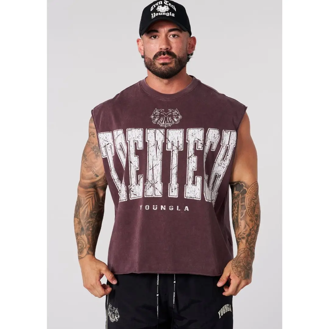 YA Summer New Men's Oversized fallow Sleeveless top Cotton Sports Fitness Short Sleeve Joggers Gym Running Training waistcoat image 3