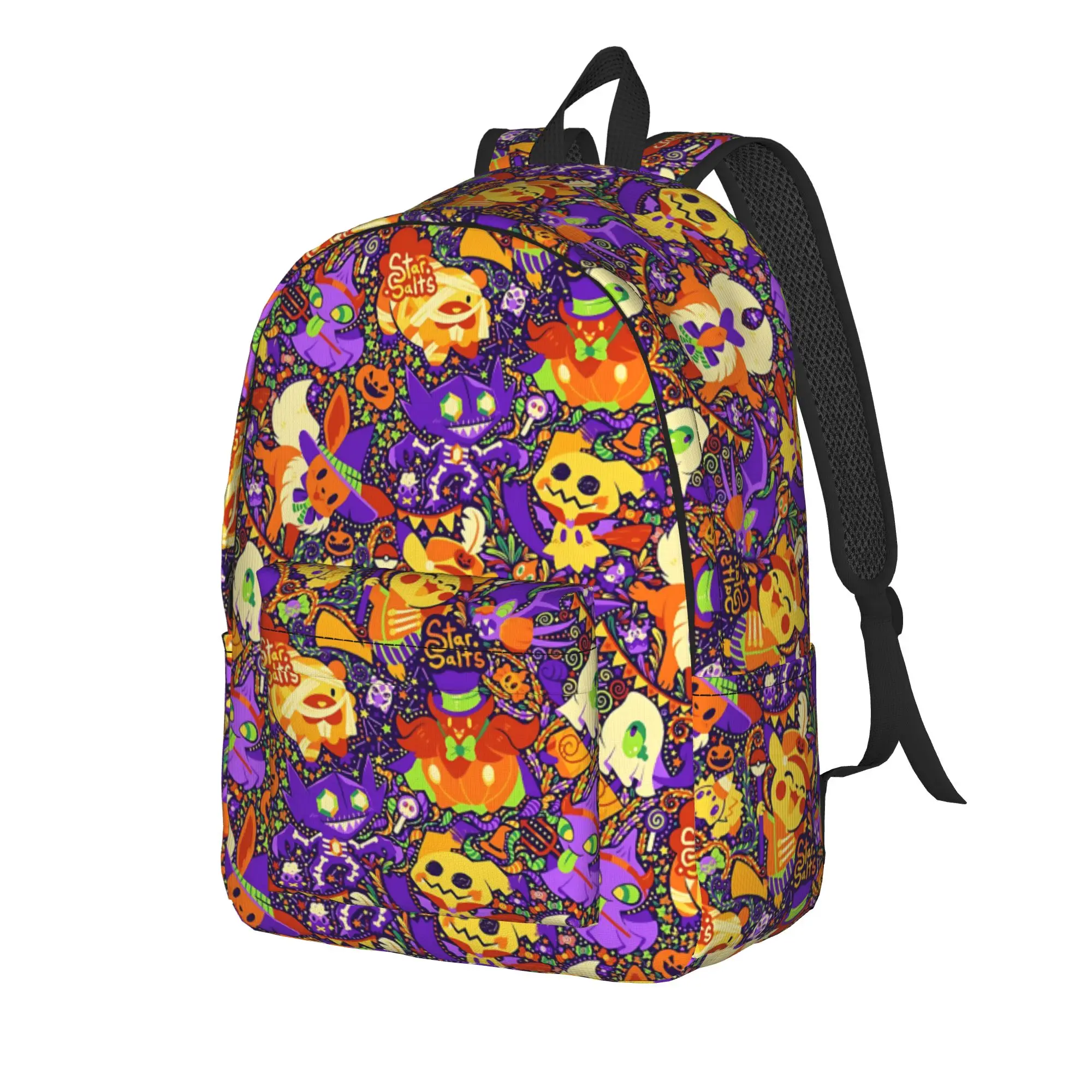 Fashion Cartoon Pokemon Theme Backpack  Mochilas Solid Hiking Large Capacity Rucksack