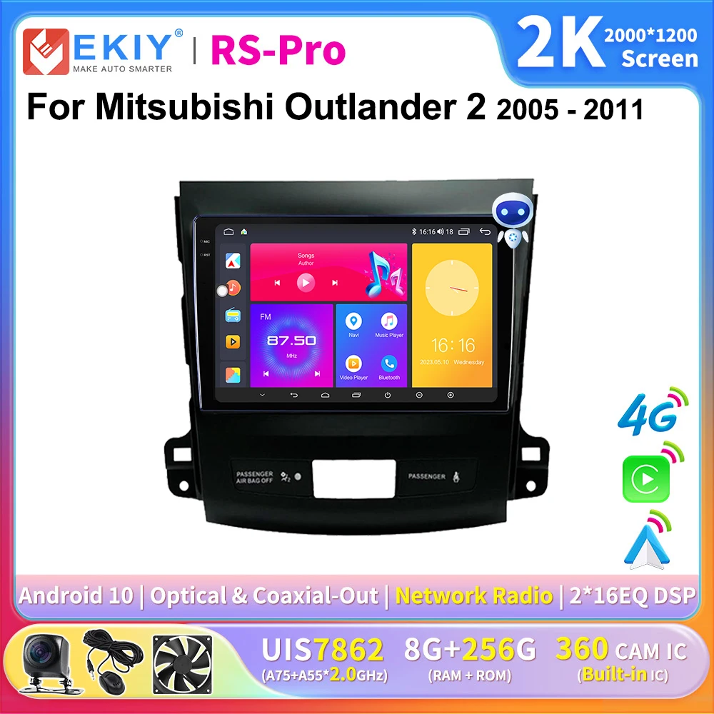 

EKIY 2K Screen CarPlay Radio For Mitsubishi Outlander 2 For Citroen C-Crosser For Peugeot 4007 Android Auto Multimedia Player