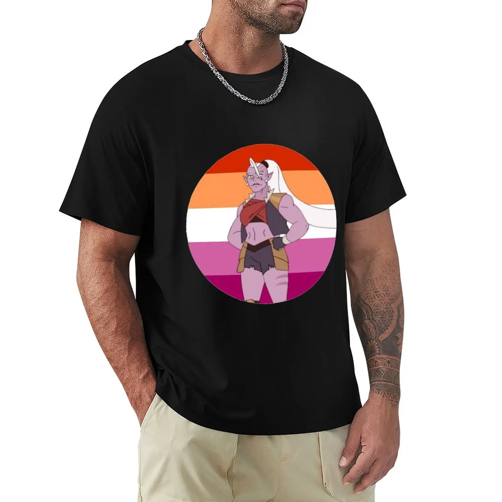 

Huntara She-Ra Lesbian Flag SPOP T-Shirt Street Fashion Casual Tee Shirt