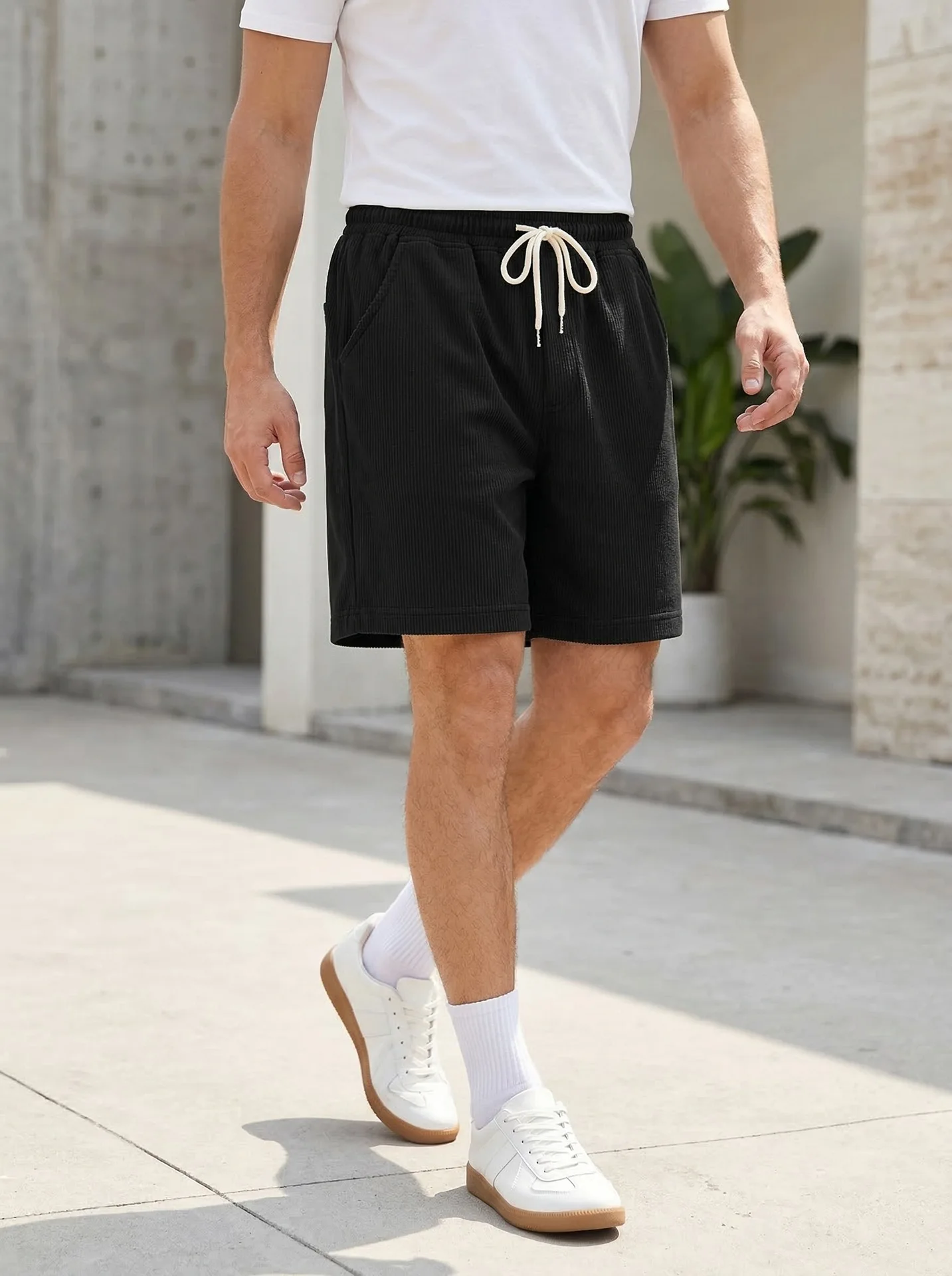 

Vintage Cargo Shorts Men's Summer Trendy Retro Corduroy Short Pants Men's Casual Solid Color Shorts Sports Breathable Sweatpants