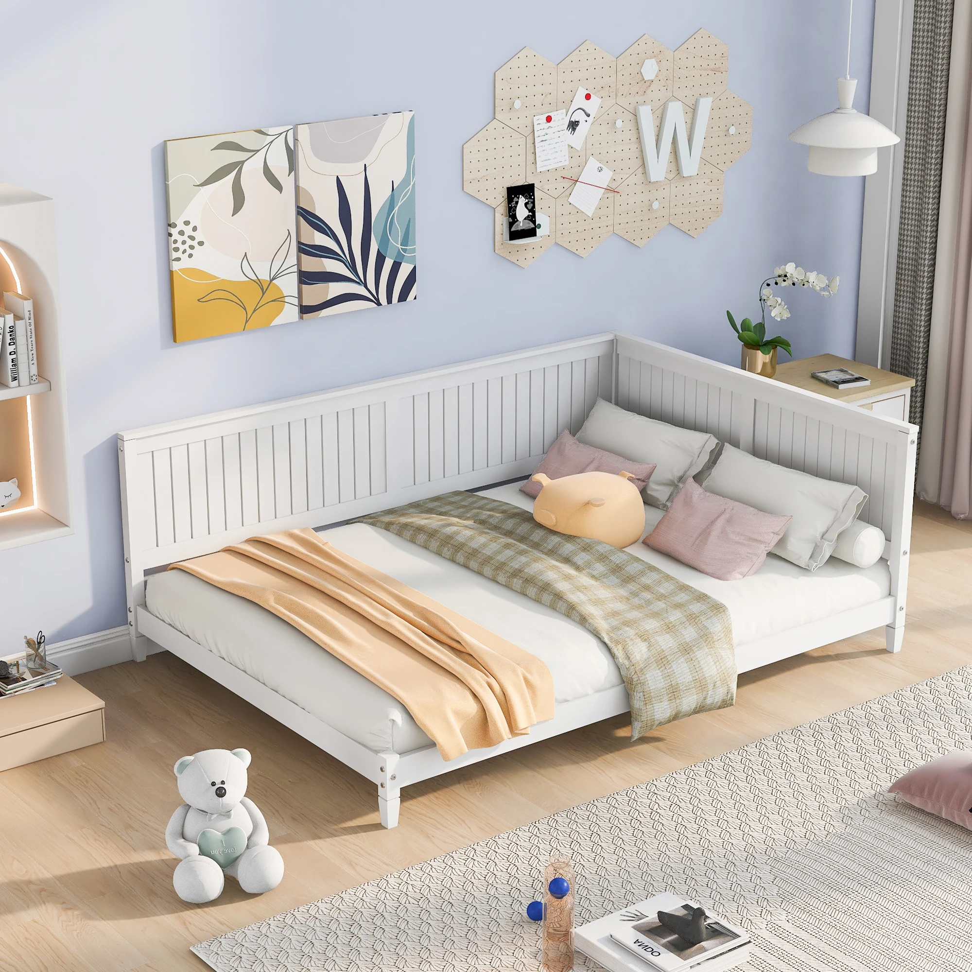 

Full Size Wood Daybed/Sofa Bed, White 79.80x57x30.70 in.