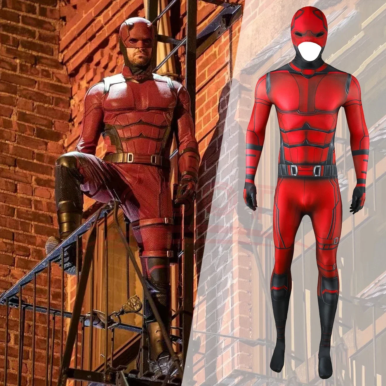 NEW Born Daredevil Costume Cosplay Spandex Halloween Costume Daredevil Superhero Zentai Suits Men Outfits Bodysuit for Adult