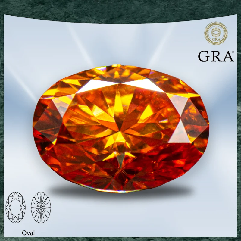 

Moissanite Stone Orange Color Oval Cut VVS1 with GRA Certificate for Gemstone Charms Beads Top Jewelry Making Materials