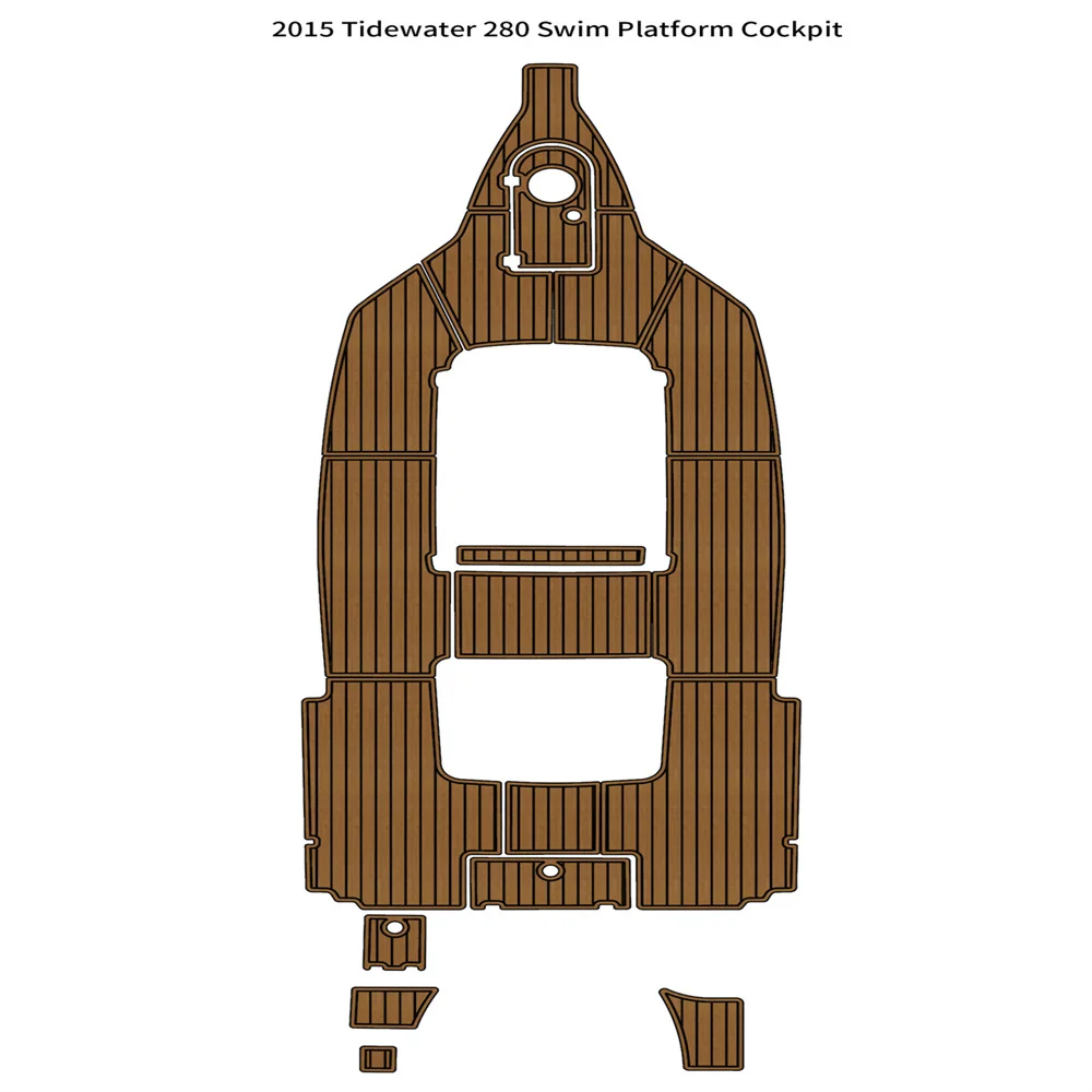 2015 Tidewater 280 Swim Platform Cockpit Pad Boat EVA Foam Faux Teak Floor Mat SeaDek MarineMat Gatorstep Style Self Adhesive