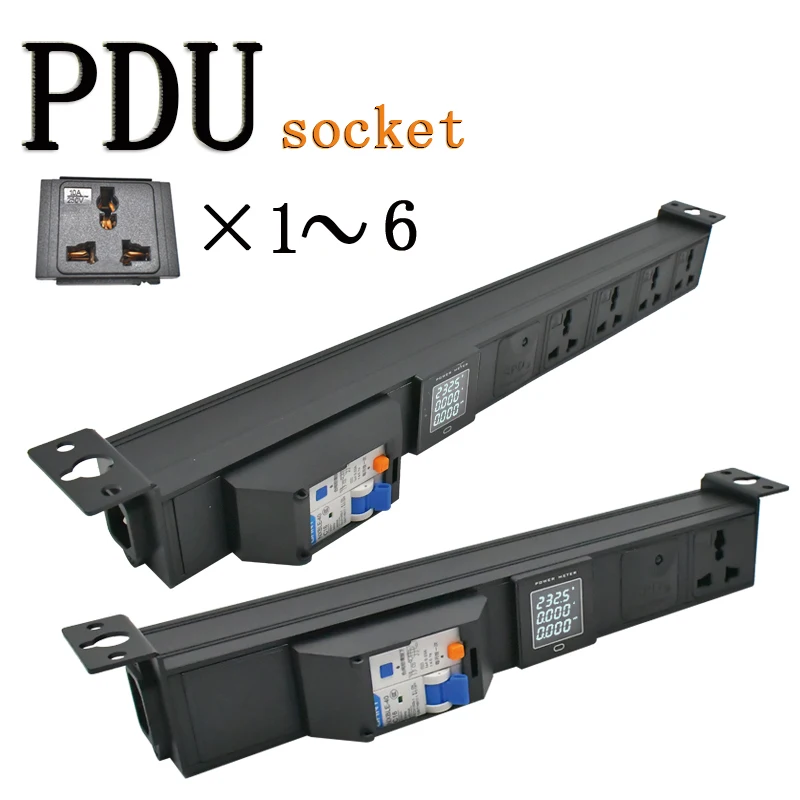 PDU power strip network cabinet rack 10A universal socket 16A Short circuit switch 1-6AC with Lightning protection of ammeter