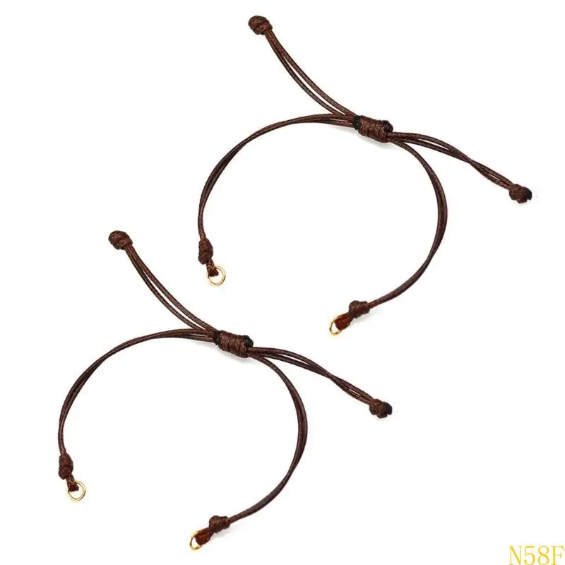 2 Pcs Handmade Elastic Bracelet Semi-Finished Hand Rope Woven Bohemian Colorful Wax Thread Jewelry Multicolor Jewelry