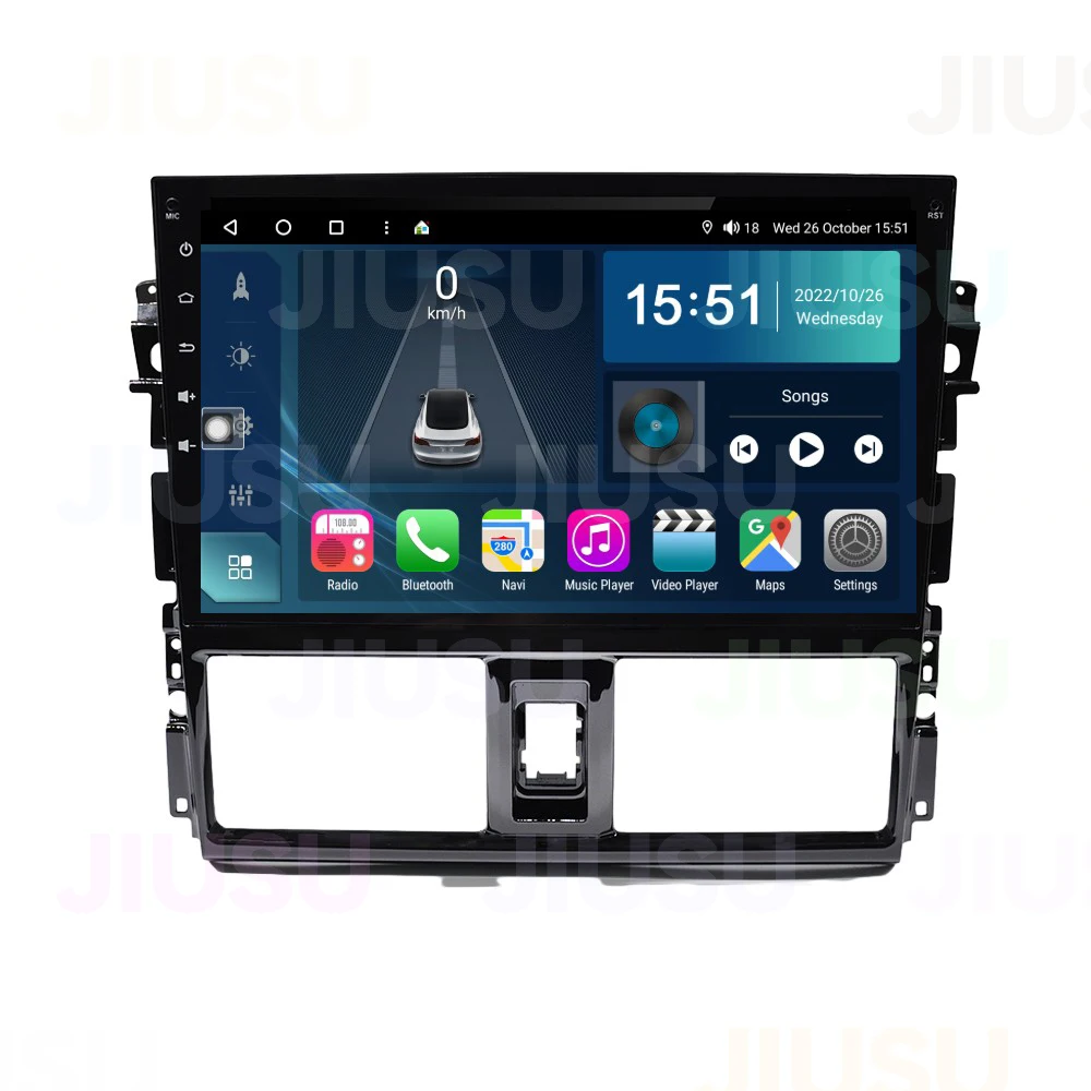 Touch Screen Android 13 Car Radio GPS Navigation DVD Player Stereo Multimedia Audio System For Toyota Yaris Vios Vitz 2014-2017