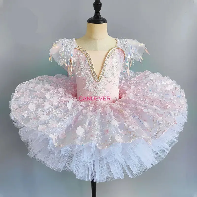 

dd12Ballerina праздничный костюм принцессы, детское платье с блестками и цветком, танцевальная одежда для девочек, гимнастический балетный трико, блюдо, блинная пачка Dre