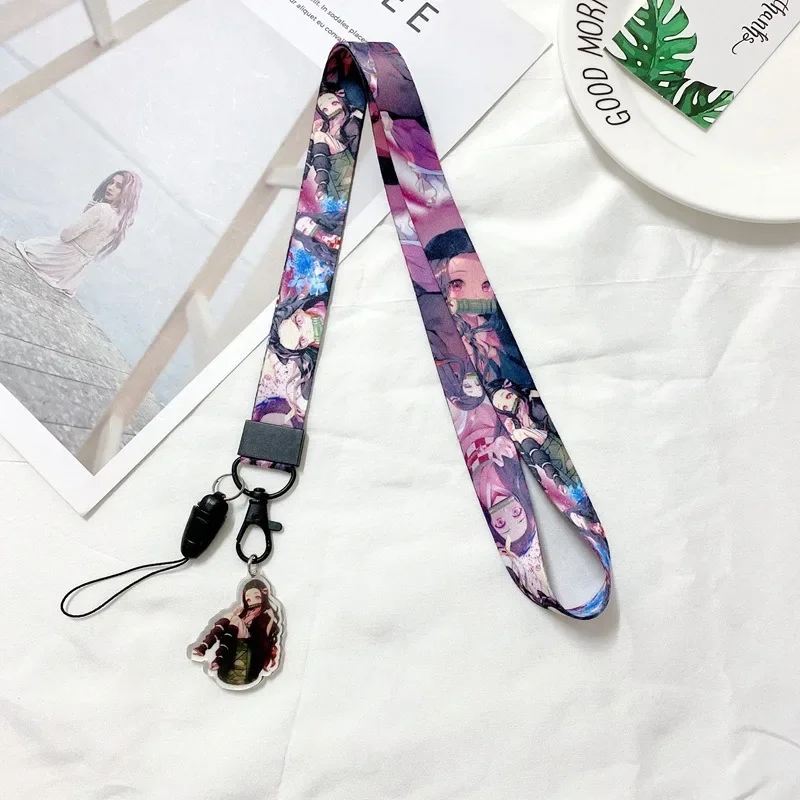 Demon Slayer Anime Lanyards, Phone Key Decoration, Cute Cartoon Figures, Merchandise, Work Card Acessórios