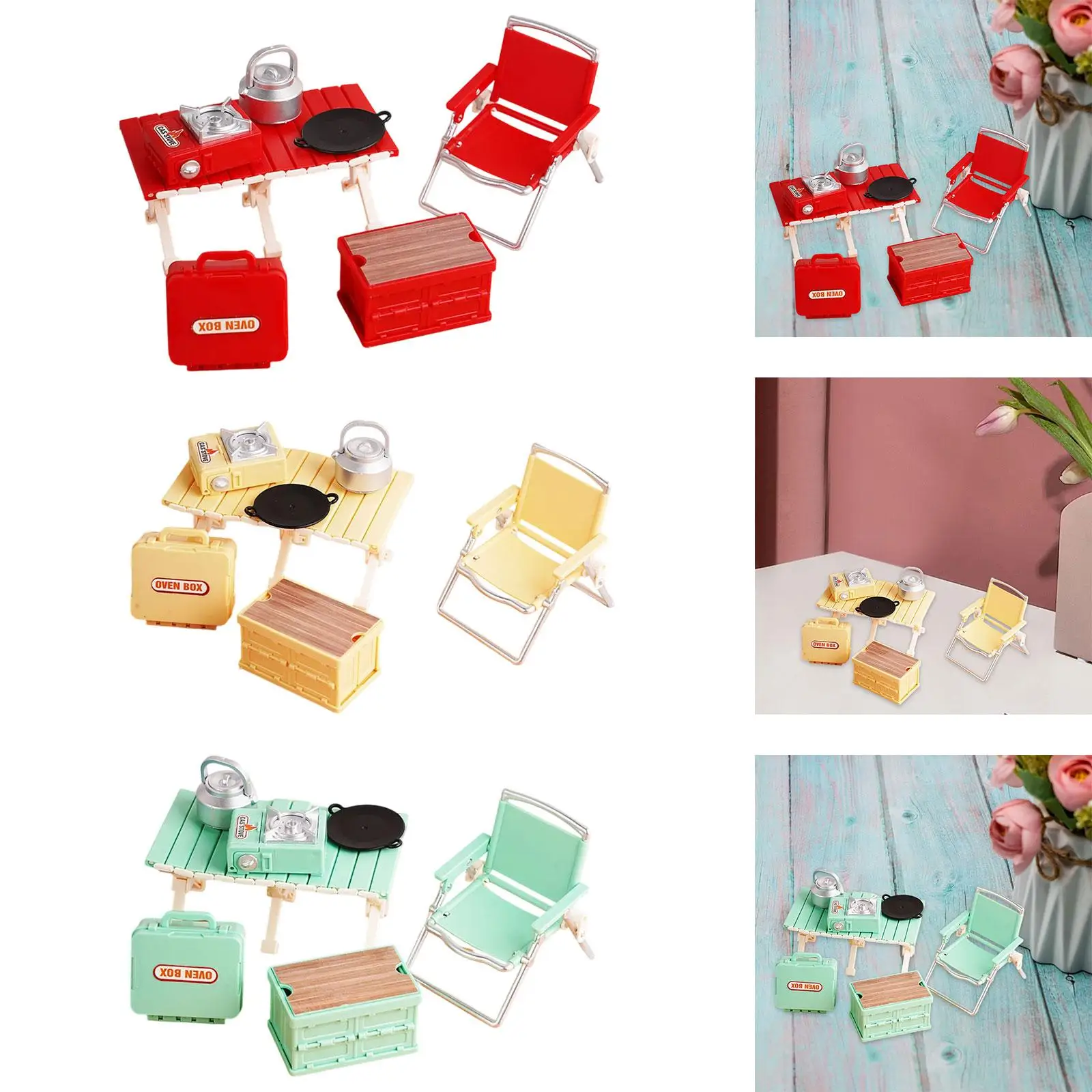 Mini Picnic Camping Set Dollhouse Outdoor Scene Decor for 3-5 Birthday Gifts