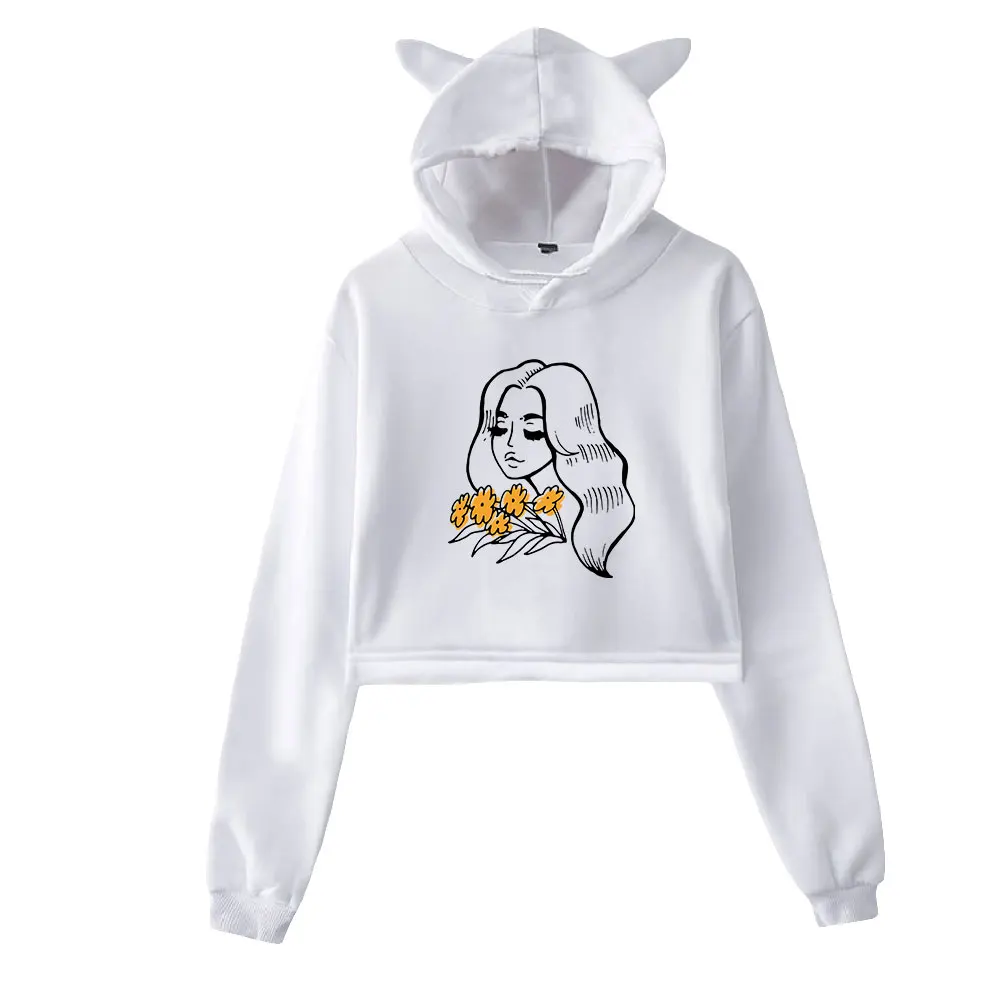 Youtuber Hannah Rylee Merch Pullover Cat Ears Hoodie Long Sleeve Sweatshirts Female Crop Top Women's Clothes