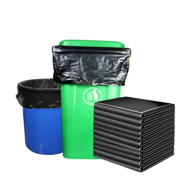 كيس قمامة أسود سميك كبير ، كيس قمامة للاستعمال مرة واحدة ، أكياس قمامة مسطحة علوية ، تجارية ، 50 صولًا ، 50x60cm