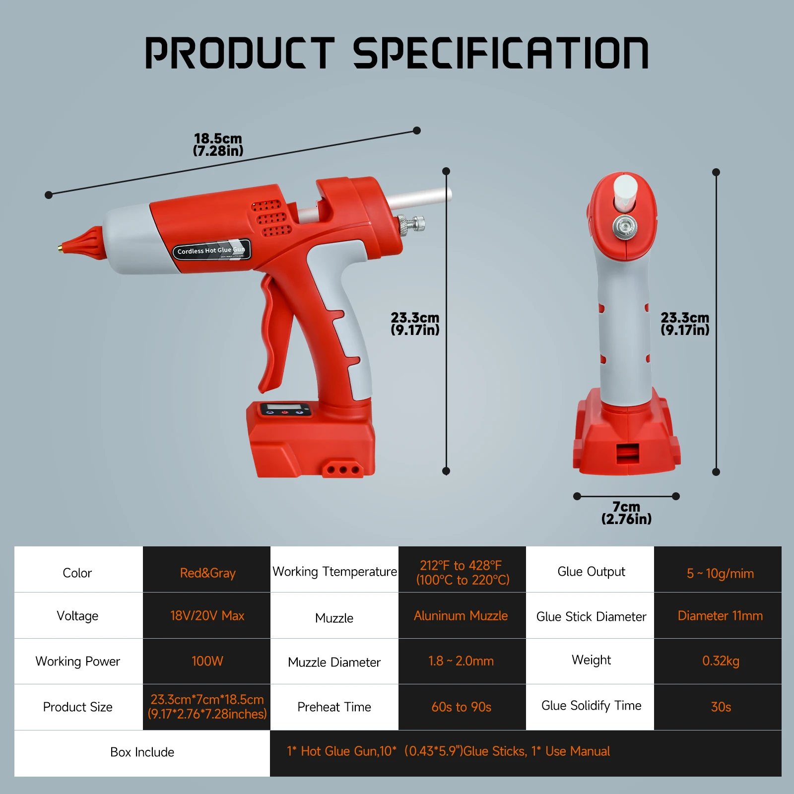 100W Cordless Hot Melt Glue Gun for Milwaukee 18V Battery Repair DIY Tool Electric Glue Gun with 10pcs Sticks (No Battery)