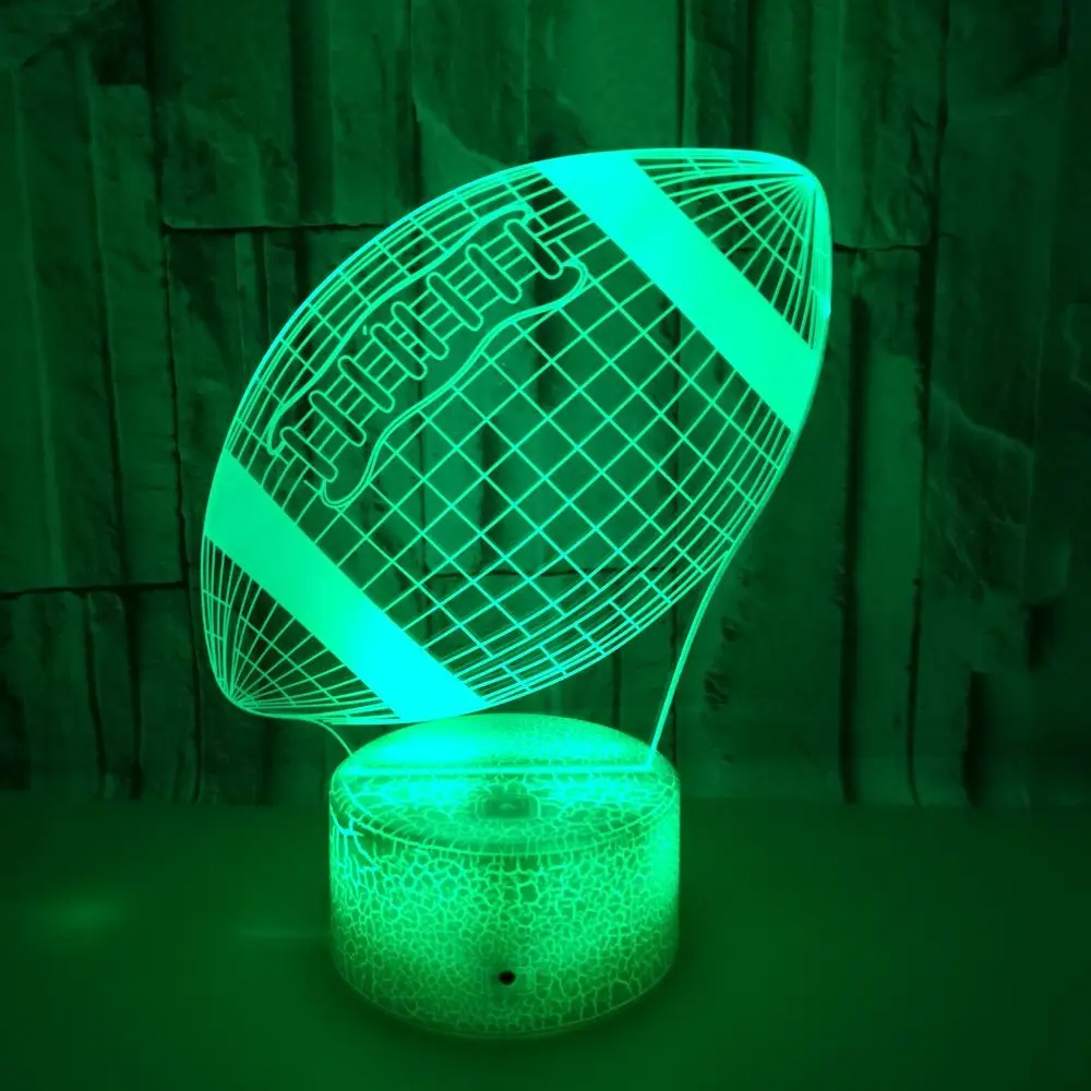 Nighdn luz nocturna de Rugby 3D, ilusión óptica, lámpara de mesita de noche LED, decoración del hogar de fútbol, regalo de cumpleaños y Navidad para niños y niñas