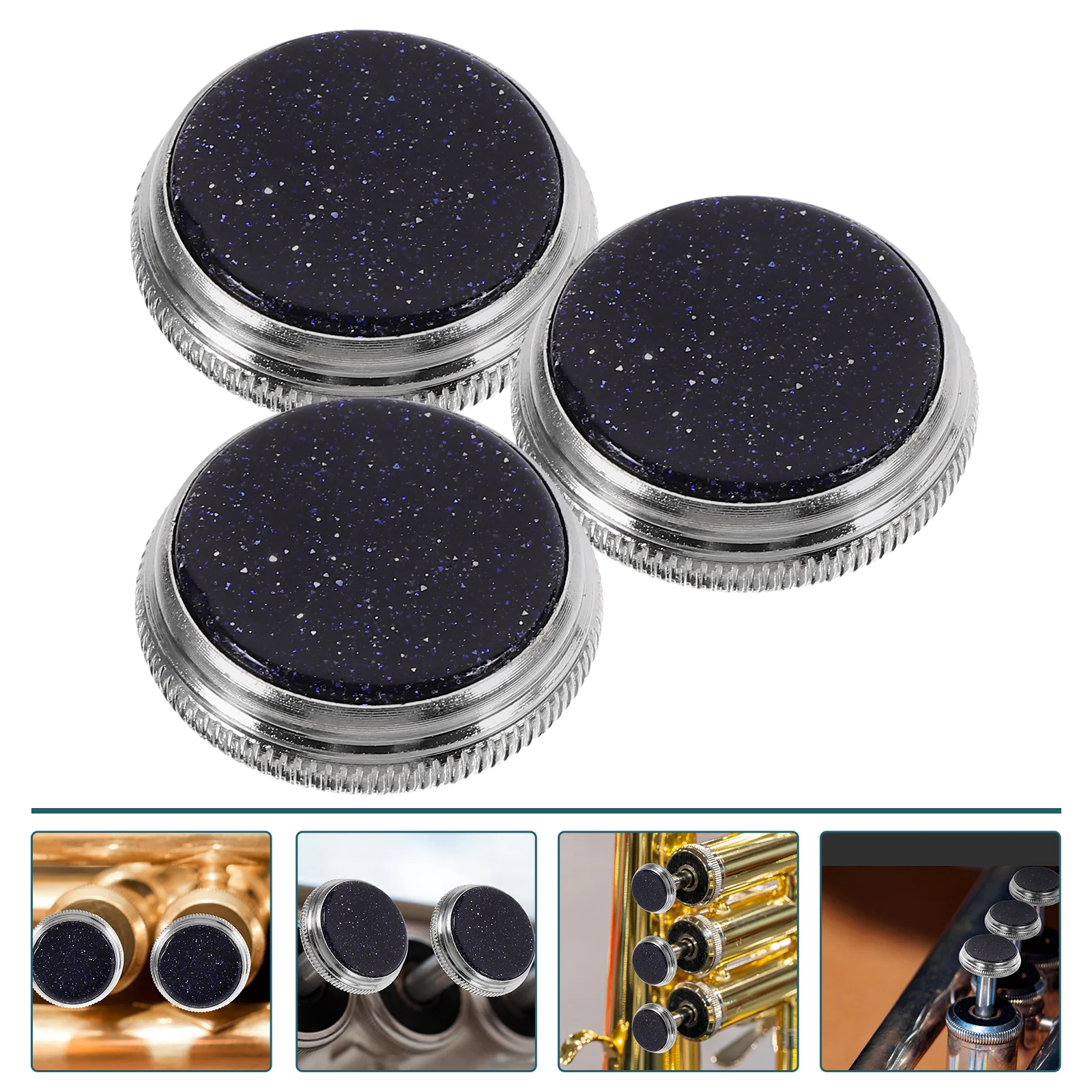 

3pcs Buttons Blue Musical Instrument Buckle Sandstone Durable Trumpet Buckle Snap Musical Instrument Repair Parts