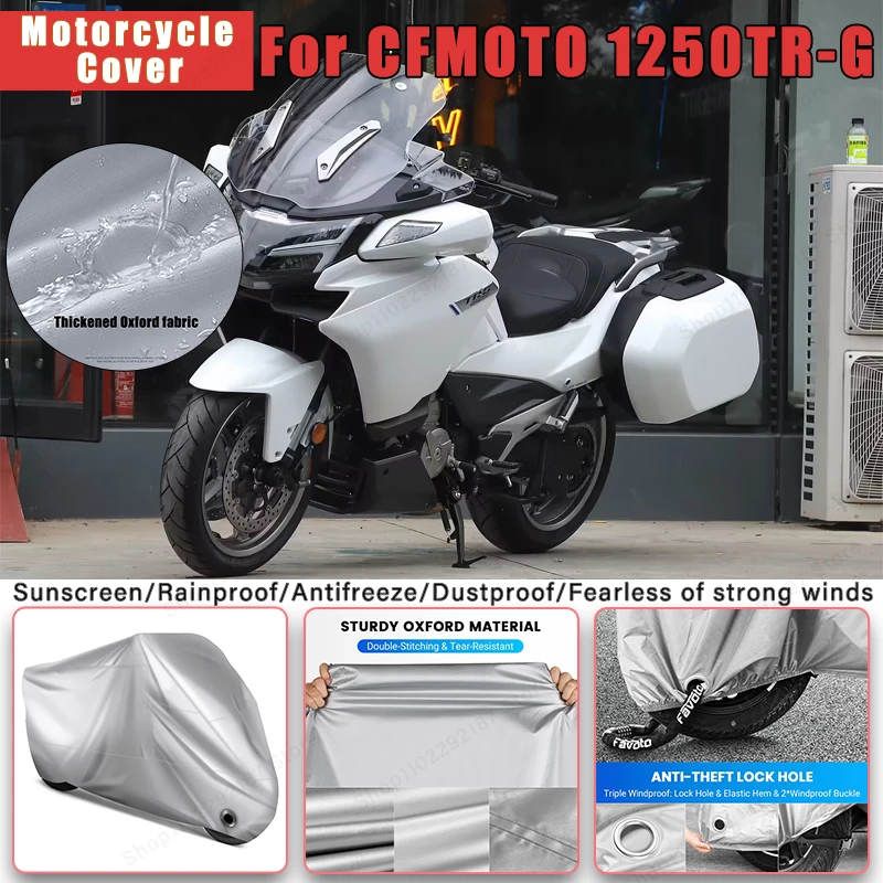 

For CFMOTO 1250TR-G No Ear Motorcycle Cover - Outdoor Full Body Protection, Waterproof Dustproof Sunscreen Moto Accessories