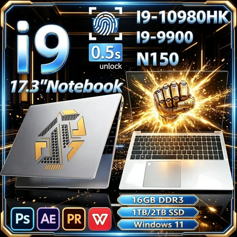 Hot Rapid‑Performing 17.3 Inch Notebook Intel I9‑10980HK/I9‑9900/N150 16GB 32GB 2TB SSD Win11 Ultra Slim Gaming Office Computer