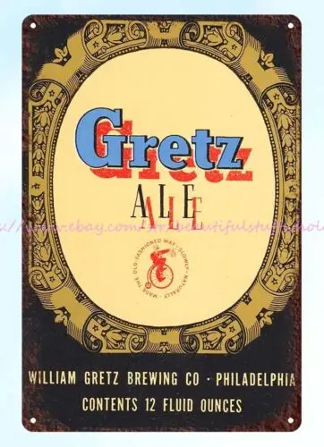 1930s Gretz Ale Beer William Gretz Brewing Co Philadelphia PA tin sign plaques