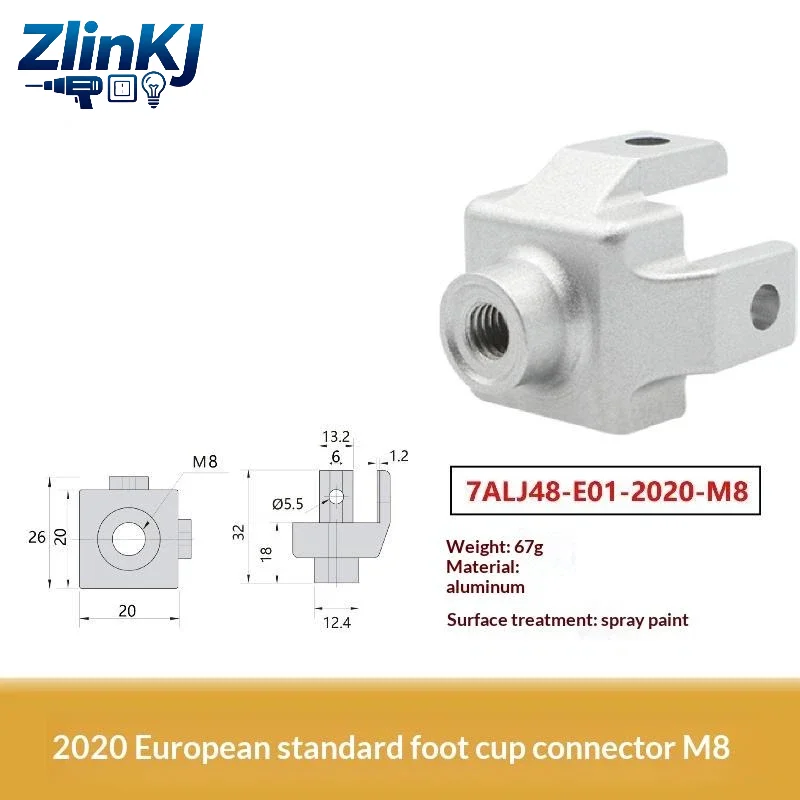 Aluminum Caster Wheel Cup Connection Adapter M6-M12 1Pc Fit 3030 4040 4545 Profile for DIY Workstation Cabinet