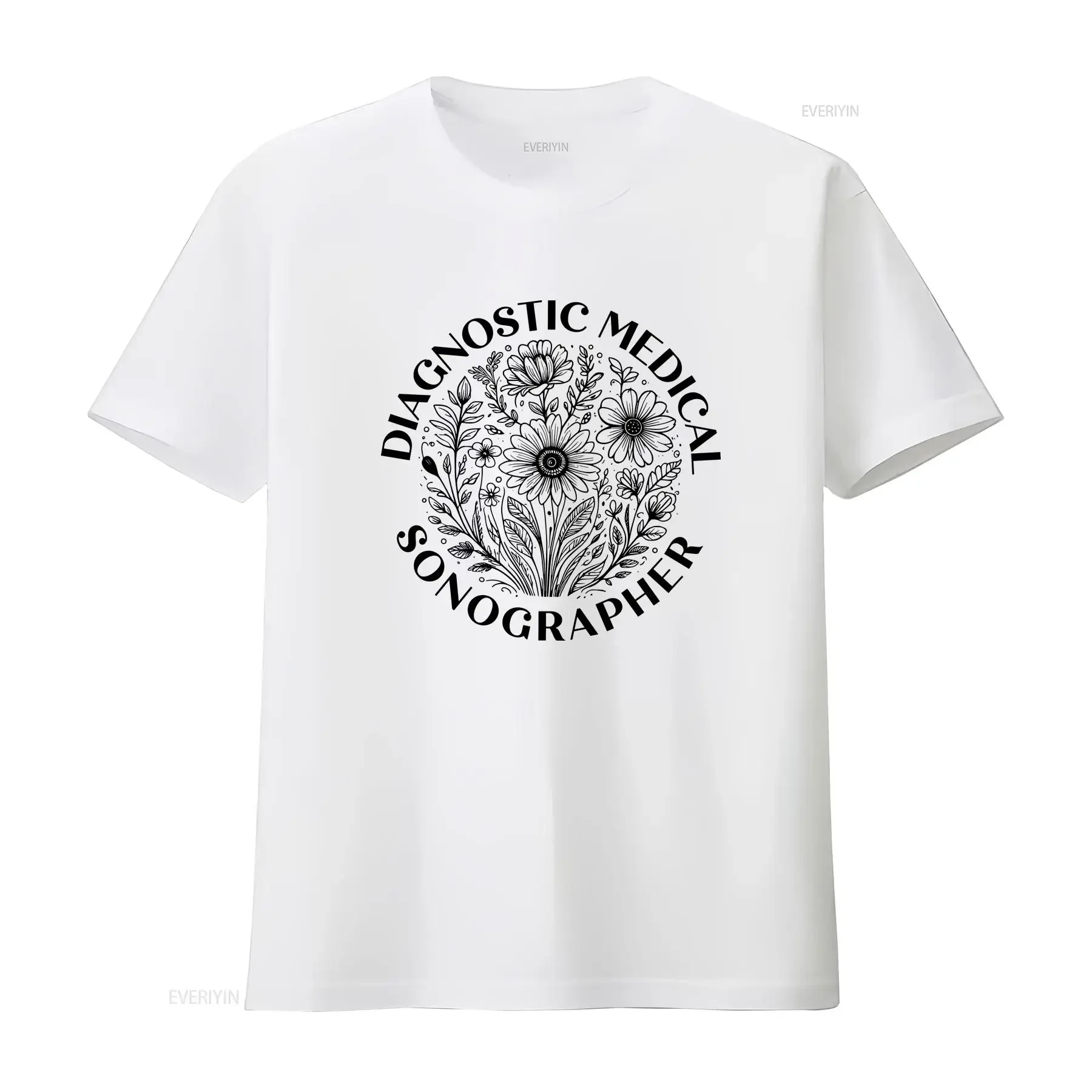 Floral Diagnostic Medical Sonographer T Shirt Ultrasound Tech Botanical Design Sonography Grad  vintage Washed Versatile