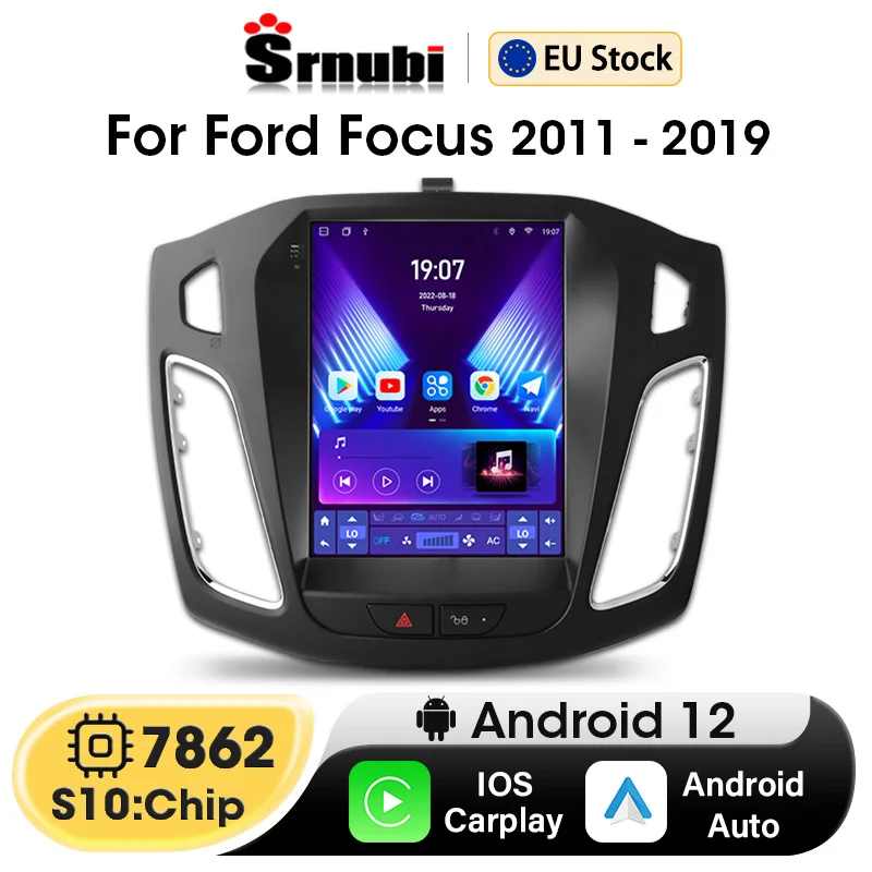 Srnubi 2 Din Android 12 Car Radio for Ford Focus 3 Mk 3 2011 2012 - 2019 Multimedia Video Player 2Din Carplay Auto Stereo DVD