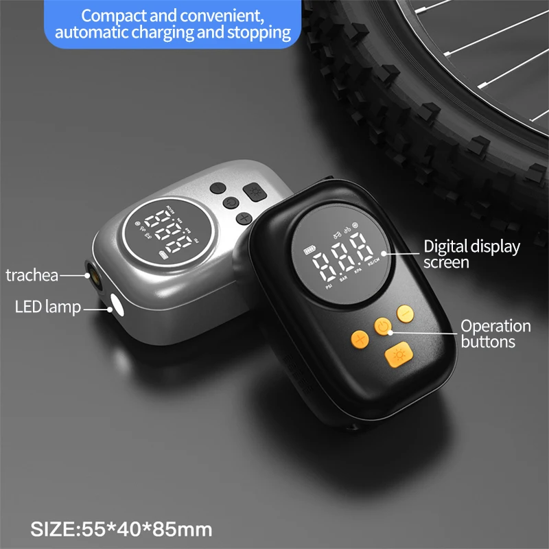 

Mini Portable Pocket Bike Electric Air Pump Road MTB MINI Fast Rechargeable Compressor Tire Inflator 100 PSI With Light