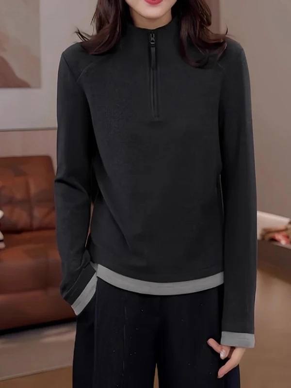 

Faionable двухсторонняя футболка с базовым слоем Fce Long Sve для женщин, повседневная футболка больших размеров, осень-зима, Новое поступление