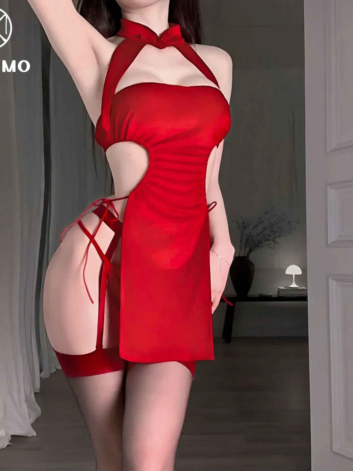 

Нижнее белье, сексуальные пижамы, униформа Cheongsam, платье на подтяжках в стиле ретро в китайском стиле, воротник-стойка, выдолбленный пикантный наряд для девочек