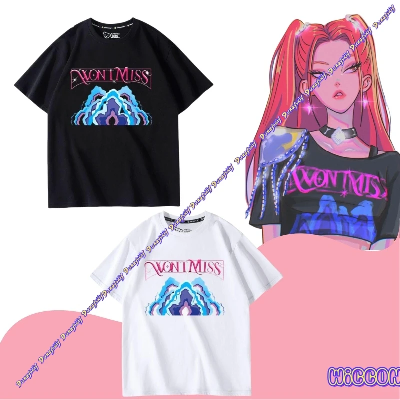 

Black T-shirts KPop Demon Hunters Streetwear Women Men Short Sleeve Trendy Tiger and Saja Boys Korean Ulzzang Tshirts Tops