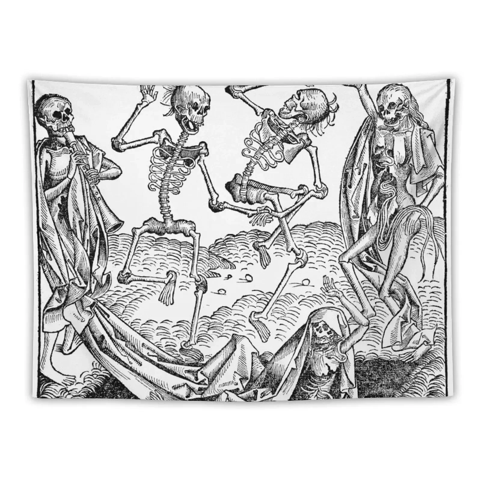 

Dance of Death / Dance of macabre - black print Tapestry Bedroom Decor House Decor Wallpapers Home Decor Tapestry