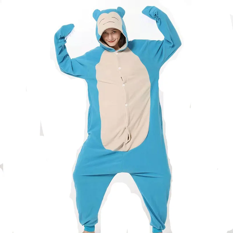 Nieuwe Halloween Buitenaardse Kostuums Dier Snorlax Kigurumi Cartoon Pak Pyjama Anime Onesies Voor Volwassen Onsie Pijama Fleece Eendelig