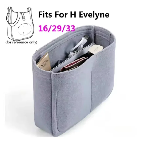 For H Evelyne 16 29 33 Handbag Felt Cloth Insert Bag Organizer Makeup Handbag Travel Inner Purse Portable Cosmetic Bags
