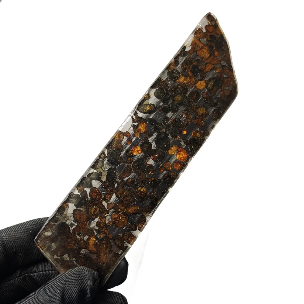 62.2g Sericho Pallastie meteorite slice Olivine Meteorite Natural Specimen Meteorite material Collection - from Kenya -QA416