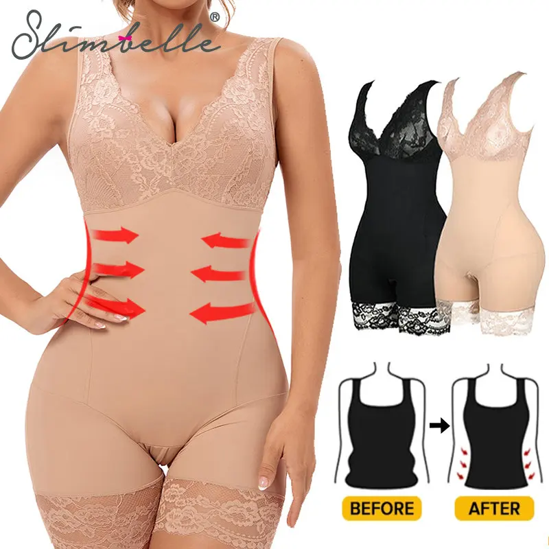 Shapewear Women Full Body Shaper Slimming Bodysuits Lace Corset Waist Trainer Shaping Underwear Postpartum Recovery Sheath